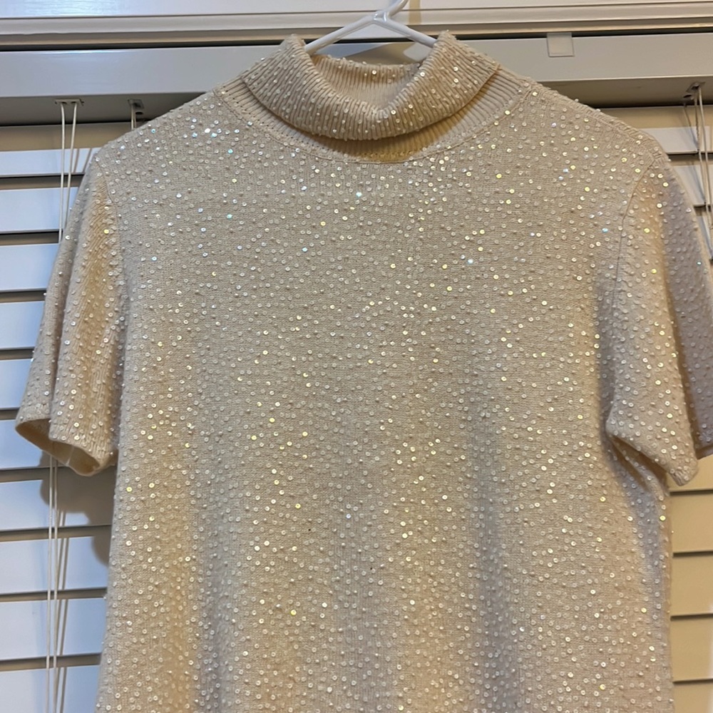 Sequined beige sweater.  Size XL